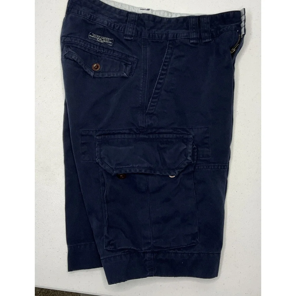 Polo Ralph Lauren Cargo‎ Shorts Heavy Cotton Pockets Navy Men Sz 29 Pony